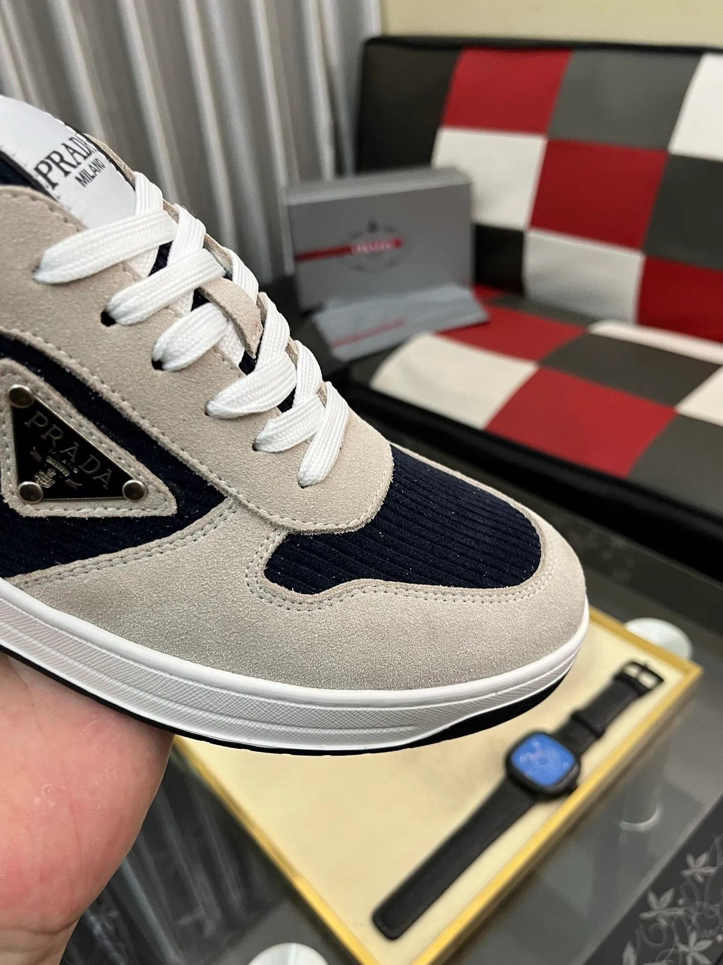Men's shoes 💰380⌚️⌚️【PRADA】Prada casual shoes, originally developed 1:1, made of high-mercerized cowhide with imported cowhide, silk sheepskin lining, rubber outsole, comfortable and soft on the foot, size: 38-444️⃣Colors available